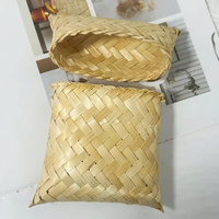 Pochette cadeau en bande de bambou tissée à la main avec ruban et étiquette pour les cadeaux de mariage et les petits cadeaux