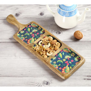 Plateaux de service élégants en bois de bambou avec bol pour les dattes de dessert et les collations quantité minimale de commande de cuisine personnalisées 100pcs - Product Image 4