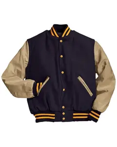 Wholesale Cartoon Badge Letter Embroidery Leather Sleeves Patchwork American Vintage Baseball Jacket Men - Product Image 4