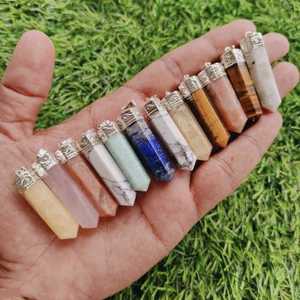 Increíble mezcla de piedras, lápiz de punto pulido único, collar de piedras preciosas curativas, colgante y collar con colgante de capa de lápiz de cristal de amor - Product Image 6