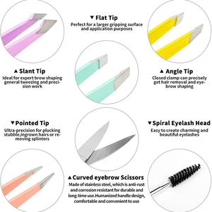 Vente chaude : 4 pinces à épiler inclinées de 3,7 pouces avec pointe arrondie, ciseaux à épiler avec rangement portable - Product Image 4