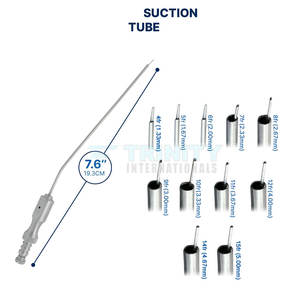 ท่อดูดสแตนเลสคุณภาพสูง ท่อดูดแบบใช้ซ้ำได้ เครื่องมือผ่าตัดหู คอ จมูก ราคาขายส่ง - Product Image 2