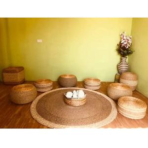 Alfombra de ratán redonda de Color Natural para el suelo de la sala de estar, Alfombra tejida hecha a mano para interiores respetuosa con el medio ambiente, hermosa decoración al por mayor - Product Image 3