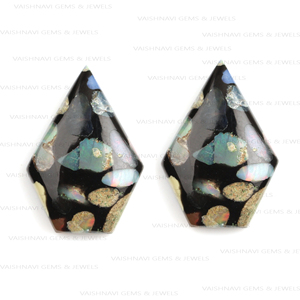 Vente en gros en vrac 12x17mm forme fantaisie Quartz noir naturel longue coupe fantaisie cuivre dos plat calibré fourniture de fabrication de bijoux en vrac - Product Image 5