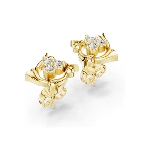 Boucles d'oreilles clous en diamant de laboratoire, poids total 0,21 carat, or 18 carats, 14 carats, 10 carats et argent 925, options moissanite et diamant de laboratoire - Product Image 1