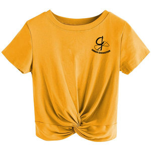 Top corto de yoga para mujer, camisetas ajustadas con diseño de hombro caído con decoración de agujeros, la mejor calidad para ropa de verano con patrón personalizado - Product Image 1