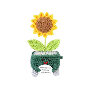 Plante en pot tournesol au crochet en coton tissé à la main, mignonne et personnalisée, en promotion, pour la décoration de bureau et de maison, cadeau énergétique positif pour toutes les saisons - Product Image 6