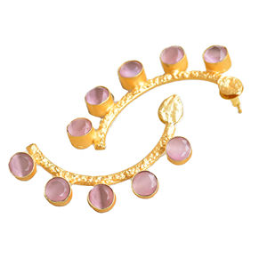 Boucles d'oreilles en laiton en gros, boucles d'oreilles en pierre naturelle, finition en laiton antique, design bohème chic, commande en gros parfaite - Product Image 2