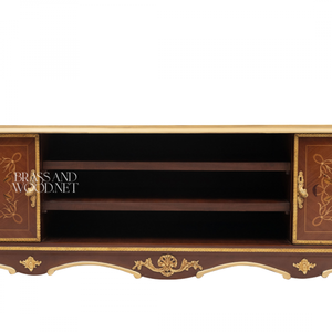 Classic Luxury Wooden <b>TV</b> Stand With Inlay And Open <b>Shelf</b> - Product Image 3