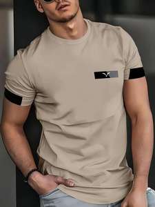 T-shirt à manches courtes pour homme, coupe classique, 100% coton, doux, respirant, séchage rapide, design uni, style décontracté - Product Image 4