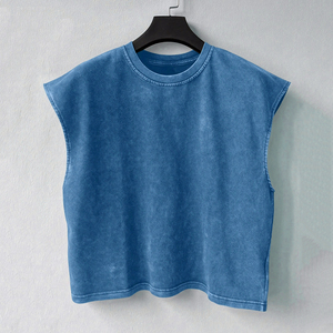 Chaleco sin mangas personalizado verano moda suelta ajuste Camiseta 100% algodón pesado camiseta High Street Tops para hombres - Product Image 1
