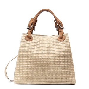 Sac fourre-tout pour femme Emanuela. Gravure géométrique en daim véritable. 33x17x29cm. Fabriqué en Italie. - Product Image 2