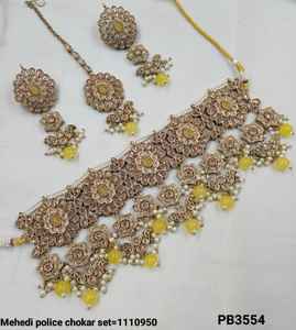 Chapado en oro antiguo hermoso impresionante circonita cúbica cristal colgante gota gargantilla collar de boda joyería con pendientes para mujer - Product Image 4