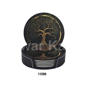 Juego de 6 posavasos de madera esmaltada pintada a mano - Product Image 6