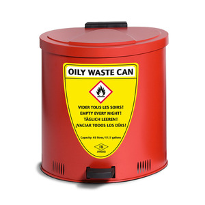 Contenitore di raccolta di sicurezza 65 litri di volume, acciaio, rosso, con ammortizzazione del coperchio - Product Image 1