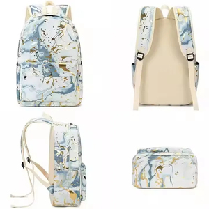 DANZY SPORTS Casual Nylon <b>Backpack</b> Blue Marble Pattern Waterproof Softback 20-37L Zipper Closure <b>Daily</b> Use Sublimated <b>Backpack</b> - Product Image 5