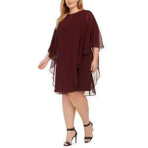 Abito casual in chiffon viola con perline e sovrapposizione, taglie forti, silhouette ampia, lunghezza al ginocchio, per donne africane, taglie XL-3XL - Product Image 1