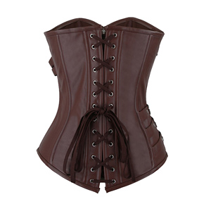 KATBROS INDUSTRY Women's <b>Corset</b>-Breathable Quick-Dry Polyester/Cotton/Leather Zipper Fly Closure Contrast Color Design - Product Image 3