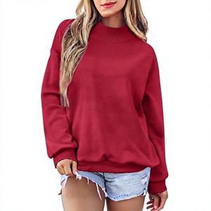 womens royal blue mock neck oversized sweatshirt long sleeve cozy fleece <b>pullover</b> <b>jumper</b> top - Product Image 3