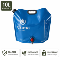 Sac de stockage d'eau robuste 10L 15L avec double valve, conteneur pliable en plastique, réservoir portable pour camping en extérieur