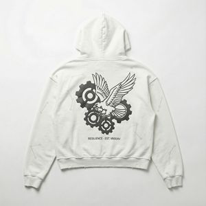 Sweat à capuche en molleton 100% coton de haute qualité, dernier design, sur mesure, pour homme, couleur blanche, uni, imprimé en relief, écologique - Product Image 6