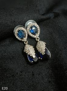 AMERICAN DIAMOND Ethnic Style Silver Plated Drop Earrings Set for Engagement Fashionable for Women Girls by Lucentarts <b>Jewellery</b> - Product Image 2