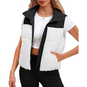 Chaleco acolchado recortado ligero para mujer, cierre de cremallera, ropa de abrigo de Otoño Invierno 2025, cuello levantado, bolsillos de relleno de algodón transpirable - Product Image 6