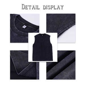 Débardeur tricoté sans manches et délavé à l'acide pour hommes, vêtements de fitness pour sports de plein air, débardeur - Product Image 4