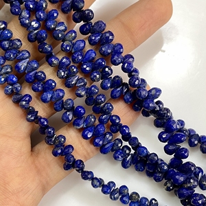 Perles de Briolette en forme de goutte à facettes Lapiz Lazuli bleu naturel - Product Image 3