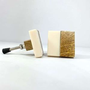 งานหัตถกรรมอินเดีย3D ทำจากไม้เรซินลูกบิดสี่เหลี่ยมร่วมกันดูเป็นธรรมชาติสำหรับลิ้นชักในห้องครัวที่ดึงเฟอร์นิเจอร์จับของขวัญทางธุรกิจ - Product Image 1