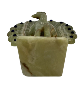 Sculpture de paon en onyx vert sculpté, écologique et vintage, artisanat SUAZ, figurine artisanale - Product Image 5