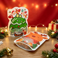 Sac à fermeture éclair en forme de sapin de Noël avec impression personnalisée, idéal pour bonbons, biscuits, snacks, cadeaux et emballages de fêtes pour les marques alimentaires