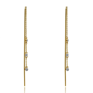 Pendientes chapados en oro hechos a mano, pendientes de gota de piedras preciosas CZ de Plata de Ley 925 para mujer, joyería de regalo de boda - Product Image 2