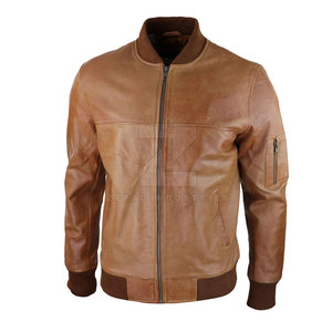 OEM Service Design Custom Logo <b>Men</b> Leather Bomber <b>Jacket</b> Stand Collar Front Logo High Quality Winter <b>Jacket</b> - Product Image 3