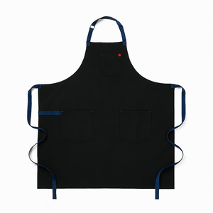 Bib <b>Apron</b> Black Canvas Woven Fashionable Sleeveless Reusable Simple Style with Pockets Machine Washable for Cooking Daily Use - Product Image 1