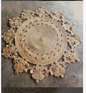 แผ่นรองจานลายดอกไม้แบบดั้งเดิม ทำจากปอกระเจา หนา เป็นมิตรกับสิ่งแวดล้อม ทอมือแบบแจ็คการ์ด กันลื่น กันน้ำ ใช้ได้ทั้งภายนอกและภายในบ้าน - Product Image 3
