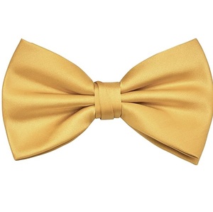 Adjustable Yellow Satin Bow <b>Ties</b> for <b>Men</b> Pre-Tied Cufflink Gift Box Breathable Polyester Silk Plain Style - Product Image 1