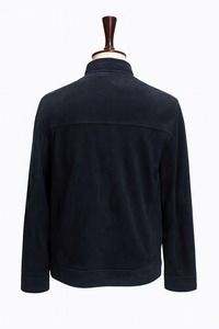 Chaqueta de Hombre Estilo Motero, Inspirada en Celebridades, de Gamuza de Cabra Raul, Color Azul Marino, con Cierre Frontal, para un Look Clásico - Product Image 5