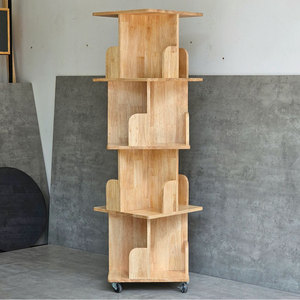 Étagère mobile moderne à 4 niveaux en bois naturel KS68193 pour salon, bureau, chambre d'enfant, chambre à coucher, design sur pied - Product Image 3