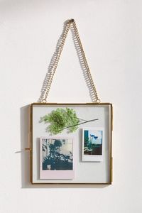 Antique Brass Hanging <b>Photo</b> <b>Frame</b> <b>Double</b> Glass Vintage Metal Pressed Flower Display <b>Frame</b> Vertical Wall Decor Floating <b>Frame</b> - Product Image 2