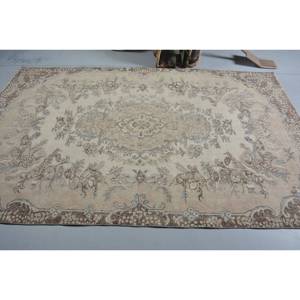 Classic Beige Brown 5.6 X 9 ft Vintage Turkish <b>Rug</b> Wool Large Area Patchwork for Hallway Bedroom Latex Perfect <b>Bedside</b> <b>Rug</b> - Product Image 3