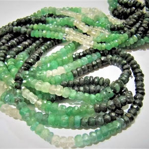 Cuentas facetadas Rondelle sombreadas de Esmeralda natural Esmeralda genuina sin tratar Cuentas de 4-5mm Strand 8,5 pulgadas de largo Piedra preciosa - Product Image 1