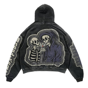 Sudadera con capucha desgastada lavada con piedra ácida de gran tamaño Impresión personalizada Algodón pesado French Terry Vintage Wash Sudaderas con capucha para hombre - Product Image 5