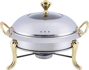 Stainless Steel Pot Set Mini Pot with <b>Lid</b> Silver Chafing Dish Buffet <b>Pan</b> Food Tray Warmer Premium Quality Metal Chafing Dish - Product Image 6