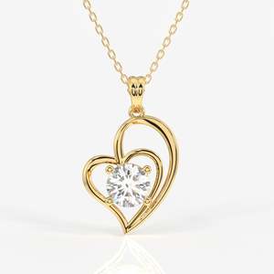 Pendentif en or 9 carats avec diamant de laboratoire taille ronde pour des cadeaux élégants - Product Image 1