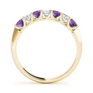 1.30ct Princess Cut Diamond & Amethyst Bridal <b>Set</b> in 18k Yellow Gold <b>Fine</b> <b>Jewelry</b> <b>Sets</b> - Product Image 5
