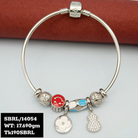 Bracelet jonc en argent sterling 925 plaqué rhodium fait main avec breloque suspendue, zircon cubique, tendance moderne, cadeau de fête