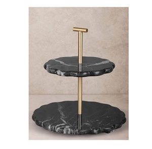 Support à gâteau décoratif en marbre de marque privée avec base lourde offrant stabilité et présentation sophistiquée des desserts - Product Image 1