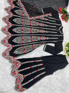 EL ÚLTIMO DISEÑADOR HEAVY FUAX GEORGETTE TOP CON TRABAJO PALAZZO DUPATTA TRAJE - Product Image 6