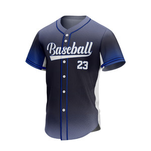 Maillots de baseball personnalisés imprimés par transfert thermique, col en V, boutonné, respirants, maillots de sport - Product Image 1